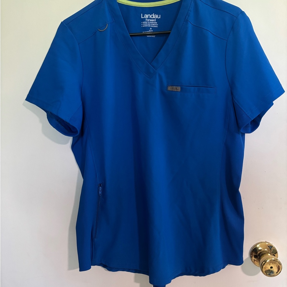 Landau Vibrant Blue V-Neck Scrub Top